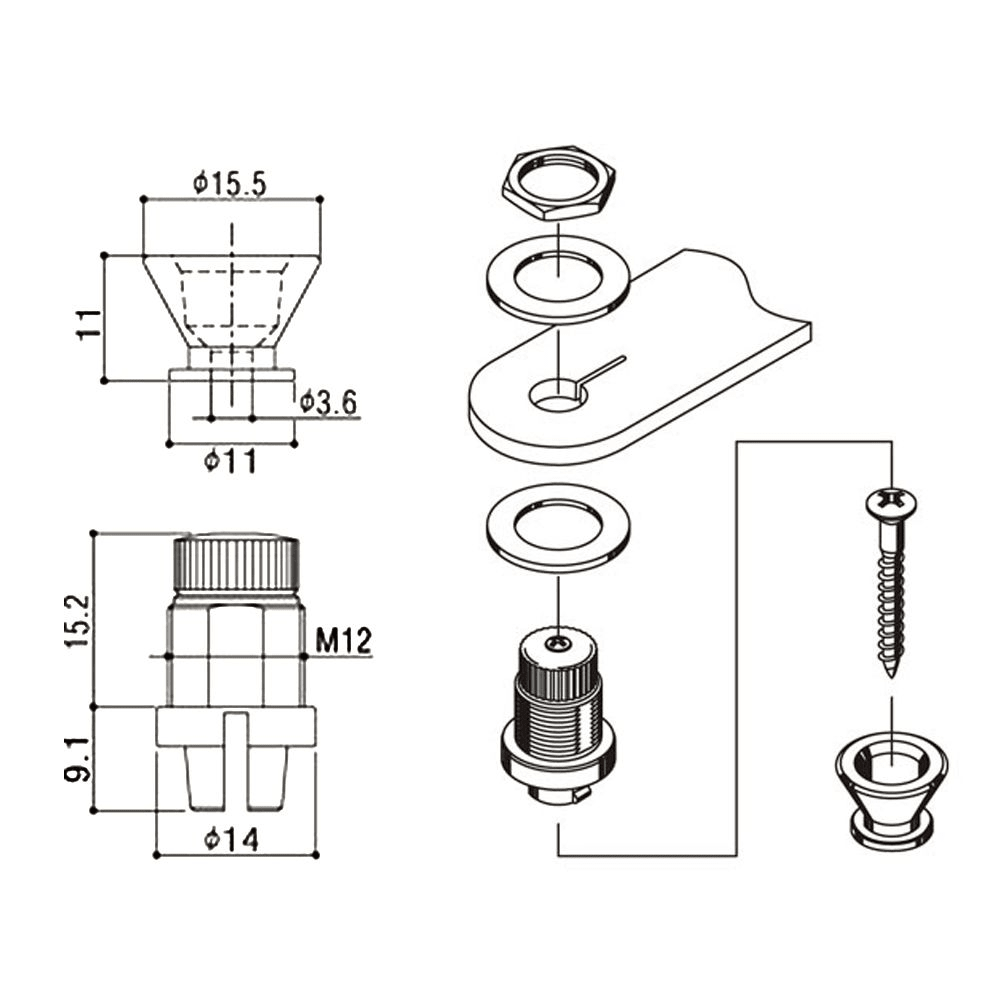 Strap Pin Locking. Mod: SLR. Color: Gold2