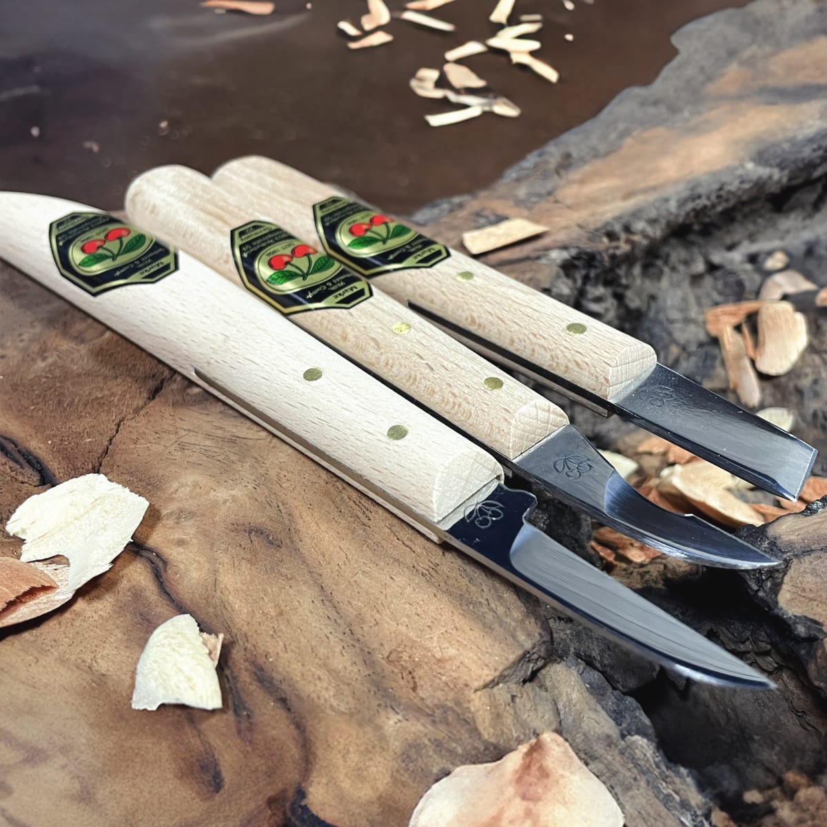 Set 3406 SB de 3 Mini Gubias y 3 Cuchillos Two Cherries para Xilografia y Tallado10