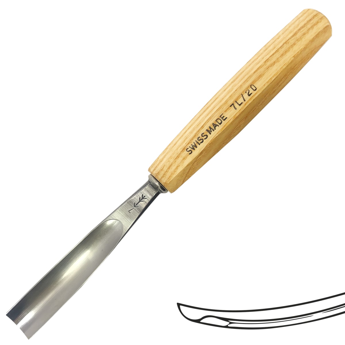 Gubia No 7L Semi Curva de 20 mm de ancho para hacer Cuchara o Cuenco 0