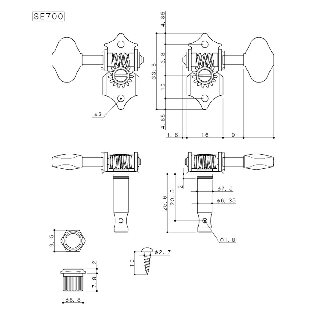 Clavijero 3L+3R Nickel SE700-06M4