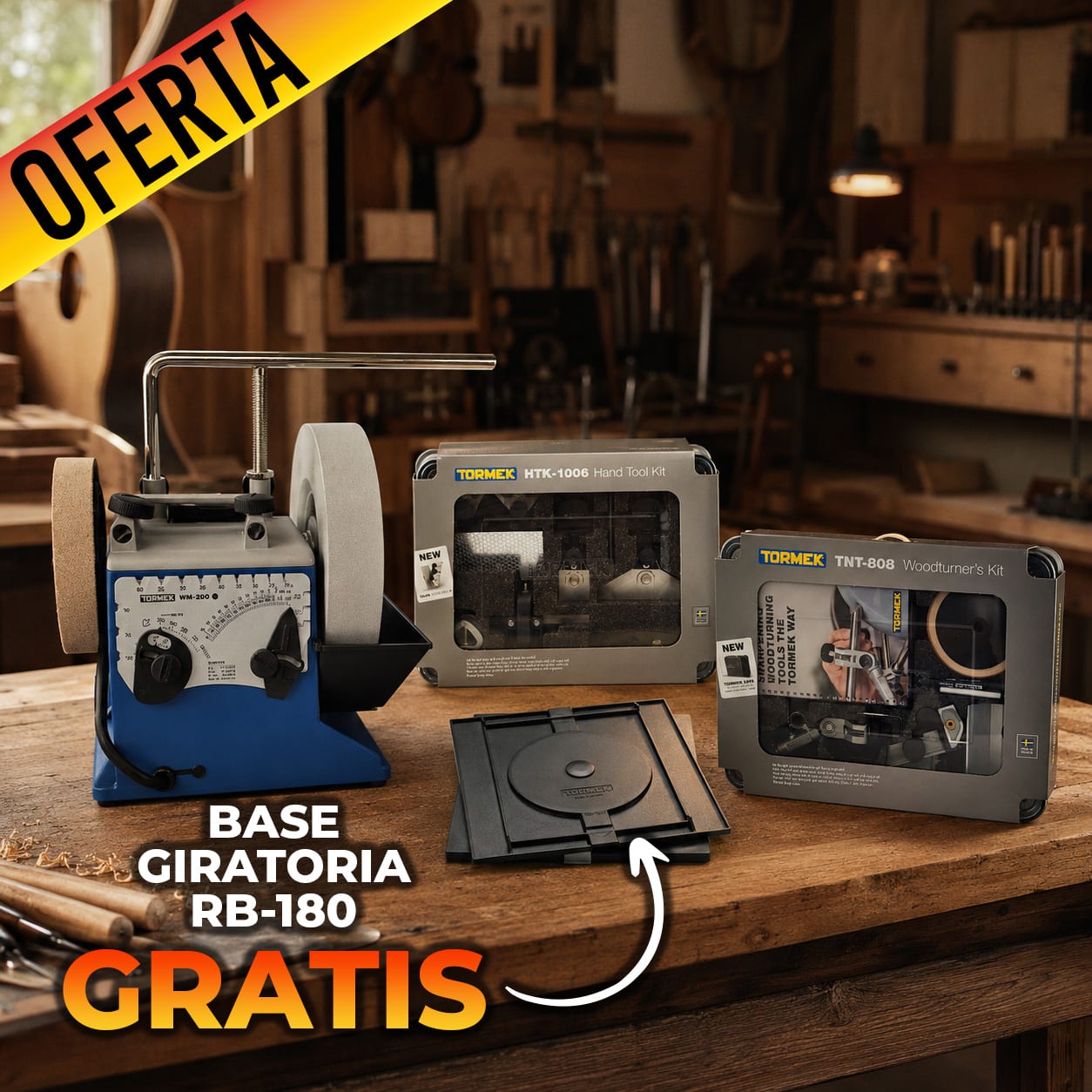 Pack Tormek T4 + Kits de Guias HTK-1006 y TNT-808 + Base Giratoria RB-180 GRATIS