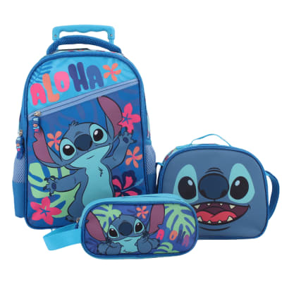 SET 3 PIEZAS MOCHILA CON RUEDAS + LONCHERA + ESTUCHE STITCH1