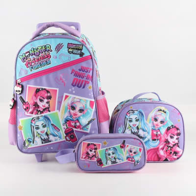 MONSTER HIGH SET MOCHILA CON RUEDAS, LONCHERA Y ESTUCHE1