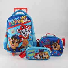 PAW PATROL SET MOCHILA CON RUEDAS, LONCHERA Y ESTUCHE AZUL