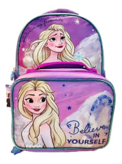 Mochila Escolar Con Lonchera Intek Disney Frozen Morado