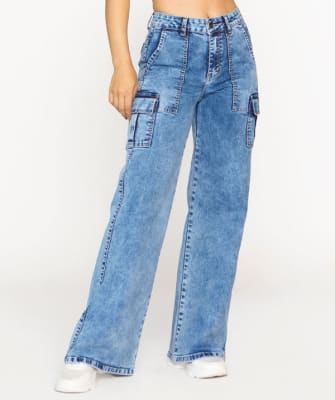 BEST WEST I24- JEANS MUJER PALAZZO CARGO TIRO ALTO 1359 AZUL3
