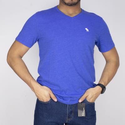 POLERA VARON COLOR CUELLO EN V AZUL2