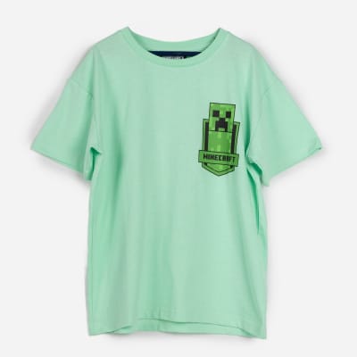 TBC V25-POLERA M/C NIÑO CREEPERS ESPALD MINECRAFT 314010728 VERDE1