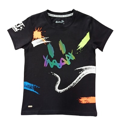POLERA NIÑO M/C EMOJI 1 V23H20376G NEGRO1