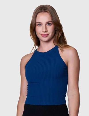 BAZIANI-CROP TOP ALGODÓN MUJER 30030 AZUL2