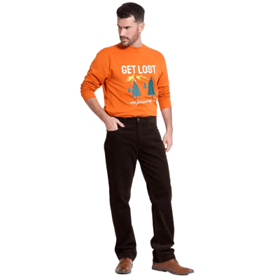 Pantalón Cotelé 5 Bolsillos Regular Fi Kti320538n Café Oscuro1