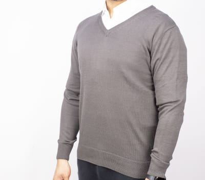 Sweater Clasico Cuello V Algodón Ktli062260 Melange Oscuro1