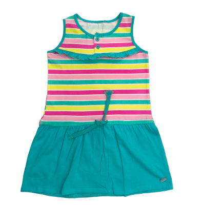 VESTIDO NIÑA S/M RAYAS V23M6584 TURQUESA1
