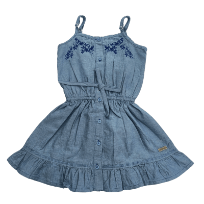 VESTIDO NIÑA S/M MEZCLILLA BORDADO V23M6588 CELESTE DENIM1