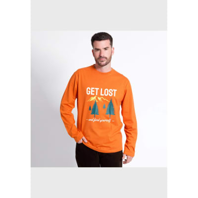 Polera Manga Larga Estampada Outdoc Kti336650n Naranjo1