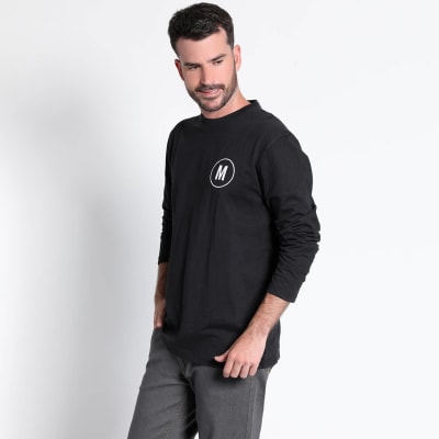 Polera Manga Larga Jersey Estampada Kti336697n Negro1