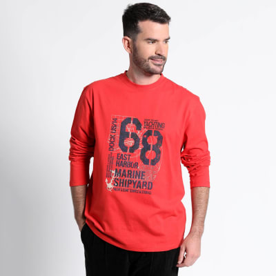 Polera Manga Larga Jersey Estampada Kti336697n Rojo2