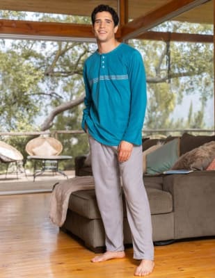 BAZIANI-PIJAMA MICROPOLAR HOMBRE 9188 PETROLEO1