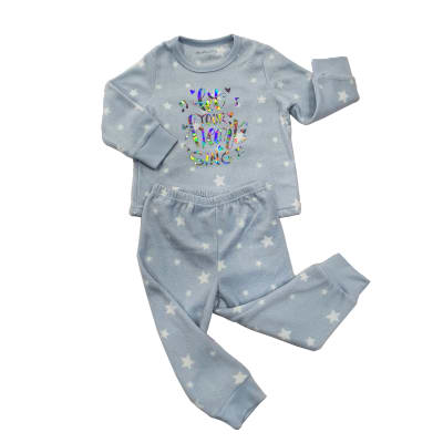 PIJAMA POLAR NIÑA ESTRELLAS CELESTE TALLA 2 A LA 82