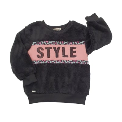 POLERON PELUDO NIÑA STYLE NEGRO TALLA 10 A 161