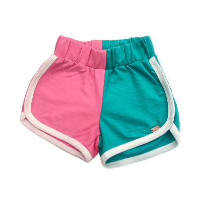SHORT NIÑA BICOLOR V23MSH-33 ROSADO TURQUESA1