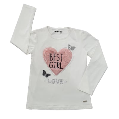 POLERA M/L BEST GIRL BLANCO TALLA 2 A 81