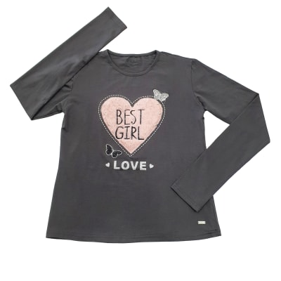 POLERA M/L BEST GIRL GRIS TALLA 10 A 161