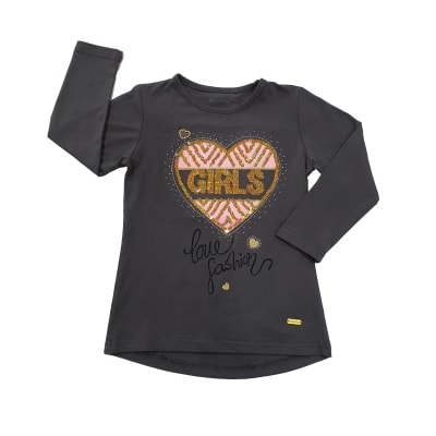 POLERA M/L NIÑA GIRLS GRIS TALLA 2 A 81