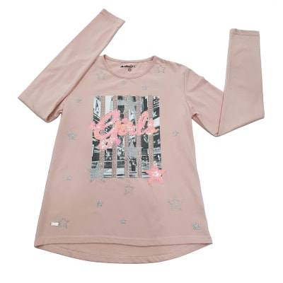 POLERA M/L NIÑA STAR ROSADO TALLA 2 A 81