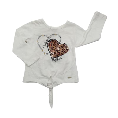 POLERA M/L NIÑA CORAZON ANIMAL BLANCO TALLA 2 A 81