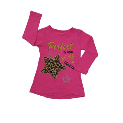 POLERA NIÑA M/L ESTRELLA ANIMAL ROSADO TALLA 2 A LA 81