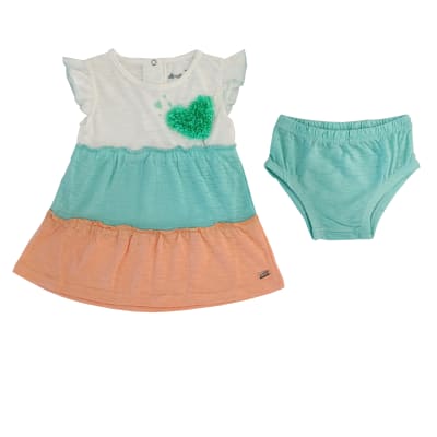 VESTIDO BEBA C/CALZON TRICOLOR V23B6352 TURQUESA1