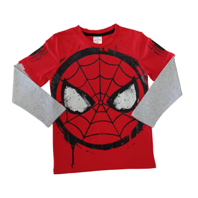 Tbc-Polera M/L Semi Básica Niño Doble Manga Spiderman 804059reg Rojo1