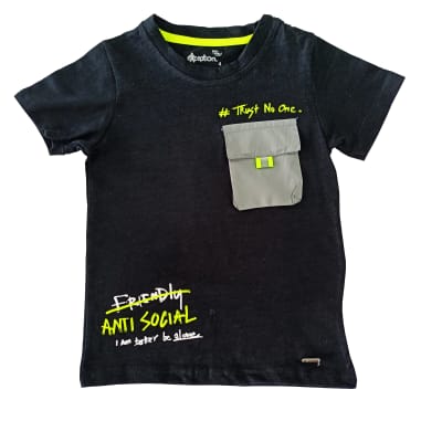 Polera M/C Niño Bolsillo V22H20358G Exception Negro1