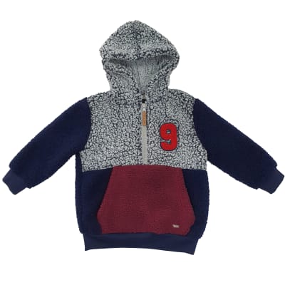 POLERON PELUDO NIÑO TRICOLOR GRIS 1