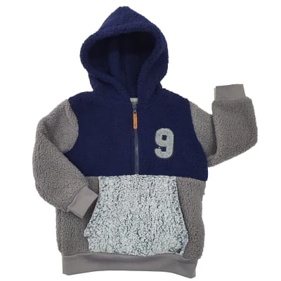 POLERON PELUDO NIÑO TRICOLOR AZUL 1