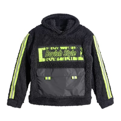 POLERON PELUDO NIÑO STYLE I22HPOL-86G NEGRO1