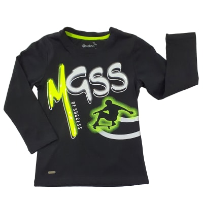 POLERA M/L NIÑO MGSS I22HTS-54G NEGRO TALLA 10 A 16
