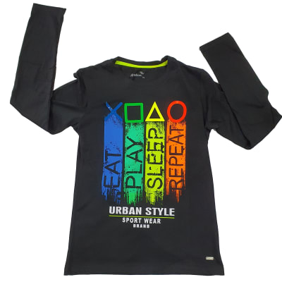 POLERA M/L NIÑO URBAN I22HTS-57G NEGRO TALLA 10 A 161