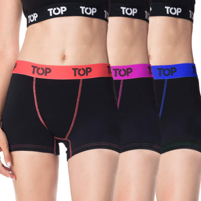 TOP V25-BOXER CORTO MUJER PACK 3 M207P3 C1 NEGRO1
