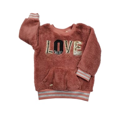 POLERON PELUDO NIÑA LOVE ROSADO TALLA 10 A 161