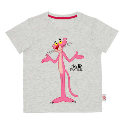 POLERA MANGA CORTA SPORT ZONE PINK PANTHER PPIISS23002 GRIS MELANGE1