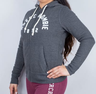 ABERCROMBIE -Polerón mujer gris con cierre1