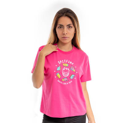 SPITFIRE -Polera Manga Corta Mujer Spitfire Skate Like A Girl Fucsia 20231