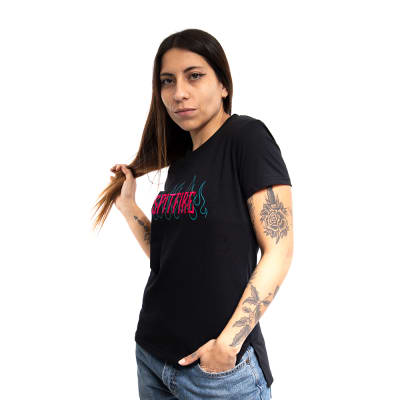 SPITFIRE -Polera Manga Corta Mujer Spitfire 360° Long Tail Negro 20263
