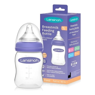 Mamadera Lansinoh Natural Wave 160ml Anticólicos Flujo Lento Recién Nacido