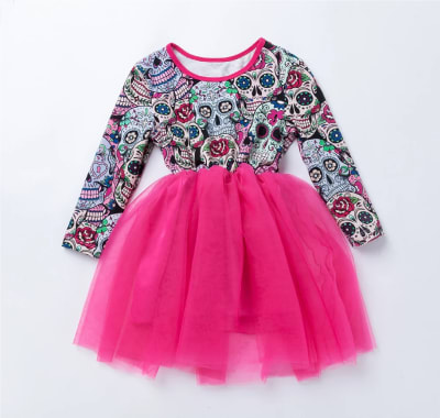Disfraz Halloween Vestido Calaveras Con Tull