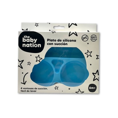 Plato de Silicona con Succión Auto Azul – The Baby Nation1
