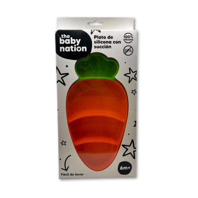 Plato de Silicona con Succión Naranja Zanahoria – The Baby Nation1