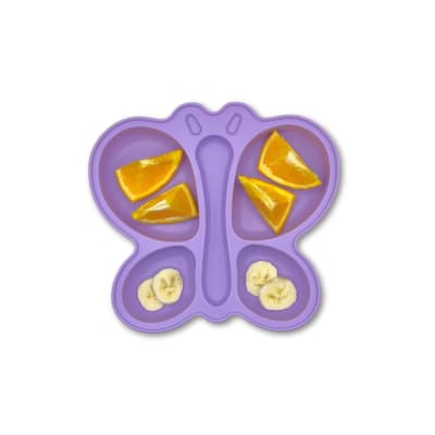 Plato de Silicona con Succión Mariposa Lila – The Baby Nation